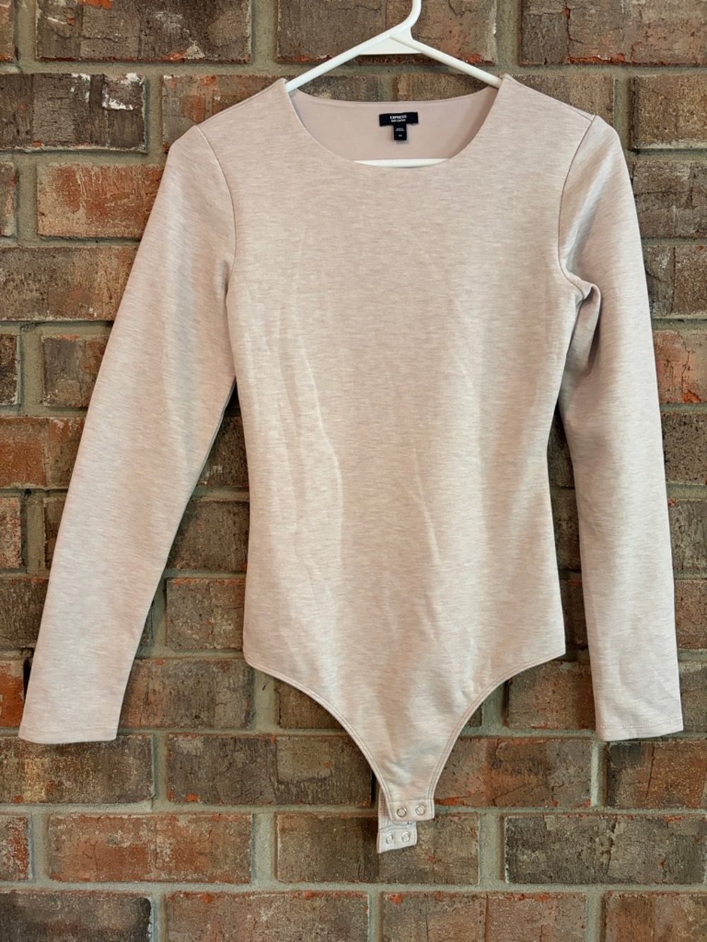 Express Neutral Beige Long Sleeve Contouring Bodysuit